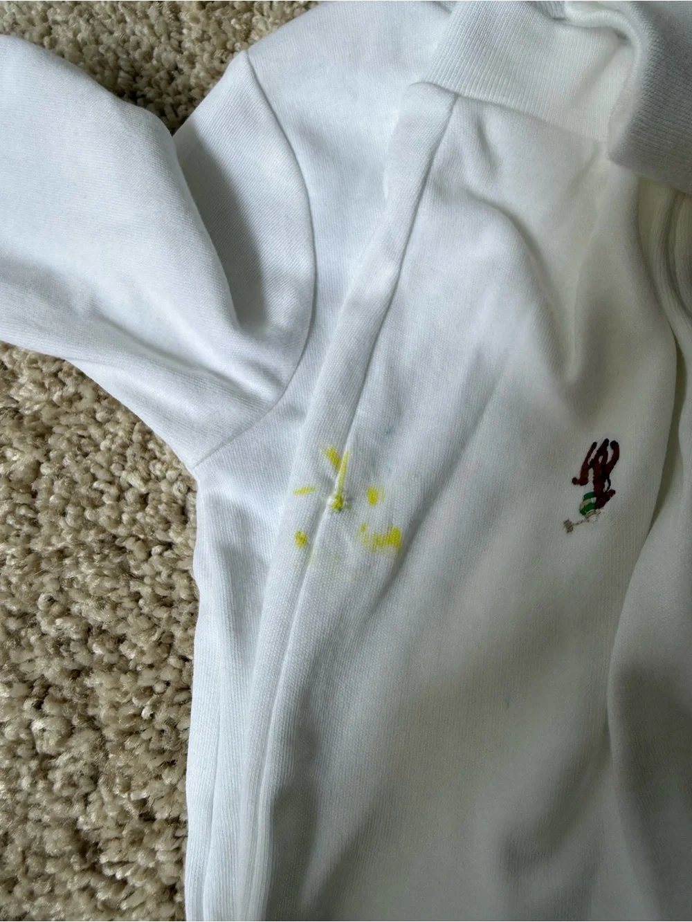Polo by Ralph Lauren White Embroidered Polo Patch Footie